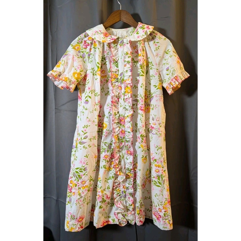 VTG Loungees Mumu Moomoo House Coat Sleep Dress Floral Nightgown Loungewear Sm